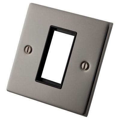 1 Gang 1 Euro Module Face Plate Black Nickel Black Insert