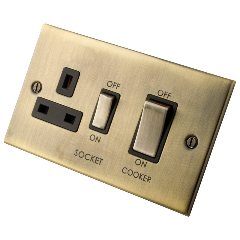 45A Cooker Control Unit Black Insert Antique Brass