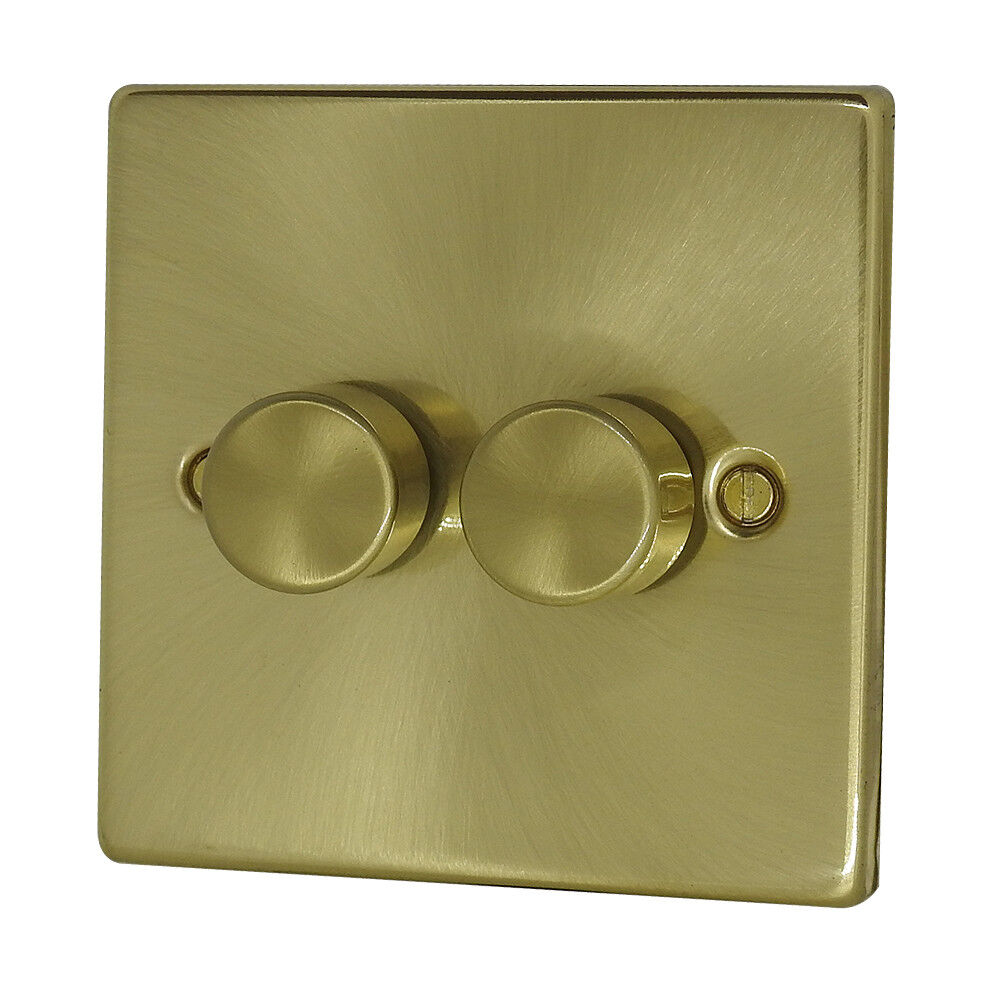2 GANG 2 WAY 250W / 400W / 500W PUSH DIMMER Stain Brass