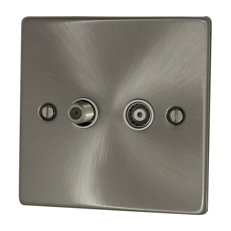 1 GANG SATELLITE/TV SOCKET ISOLATED Stain Chrome