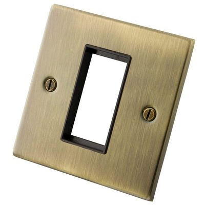 1 Gang 1 Module euro plate Black Insert Antique Brass