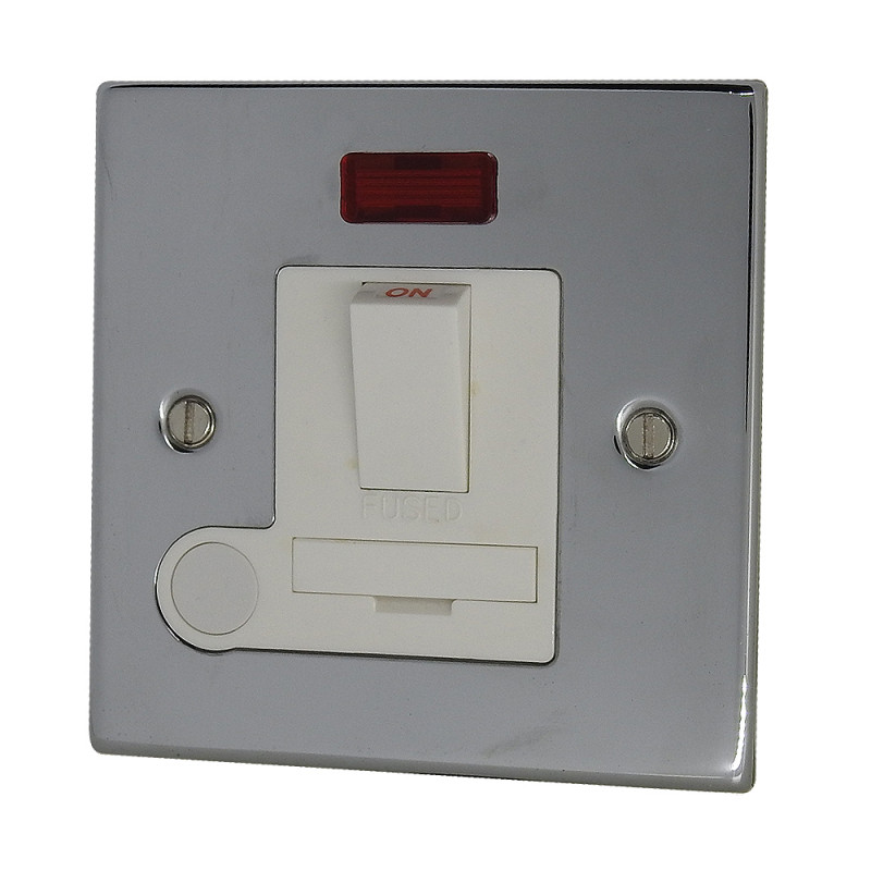 13A Switched Fused Spur Neon Indicator Polished Chrome