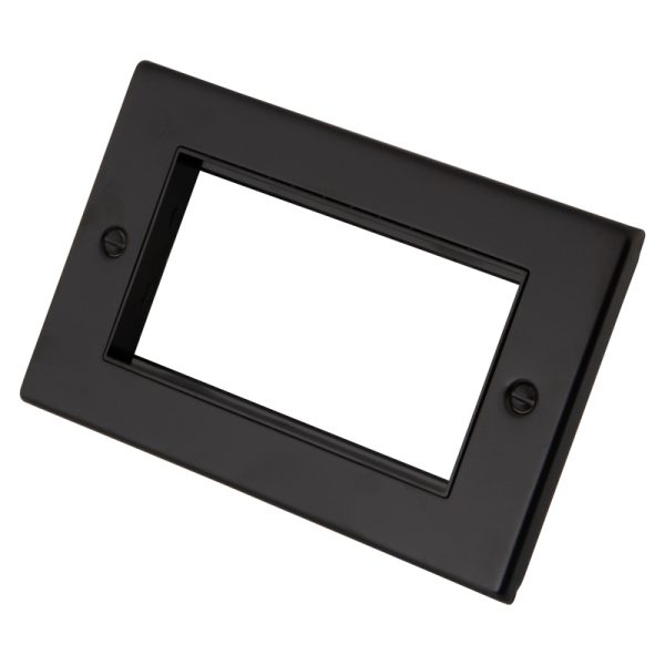 2 Gang 4 Module Euro Plate Black Insert Painted Matt Black