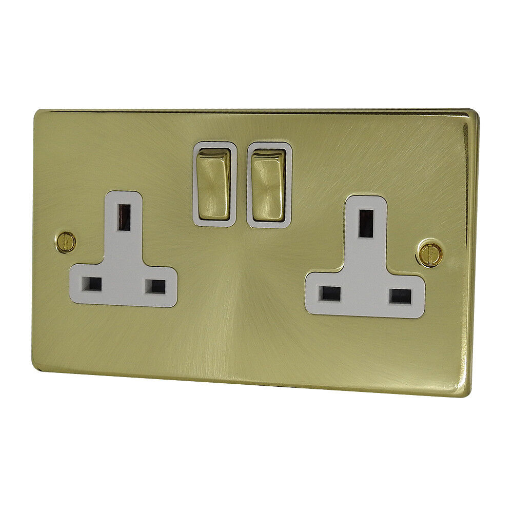 2 GANG SWITCHED SOCKET OUTLET Stain Brass