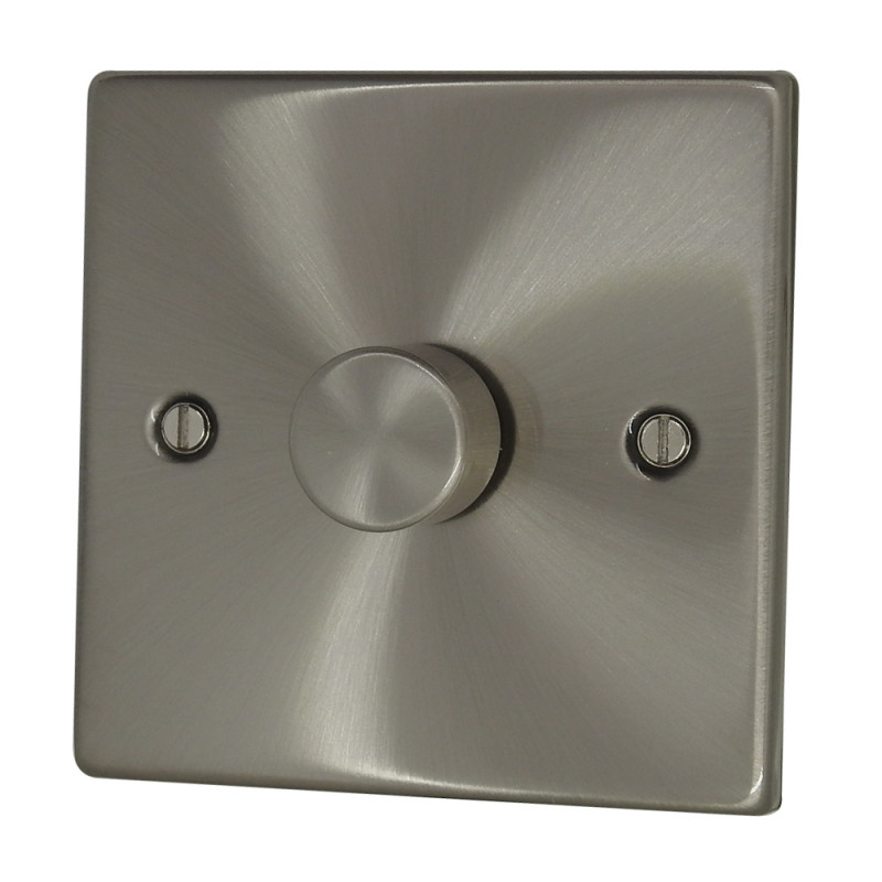 1 GANG 2 WAY (250/400/500W) PUSH DIMMER Stain Chrome