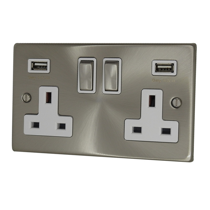 2 GANG USB SOCKET Stain Chrome