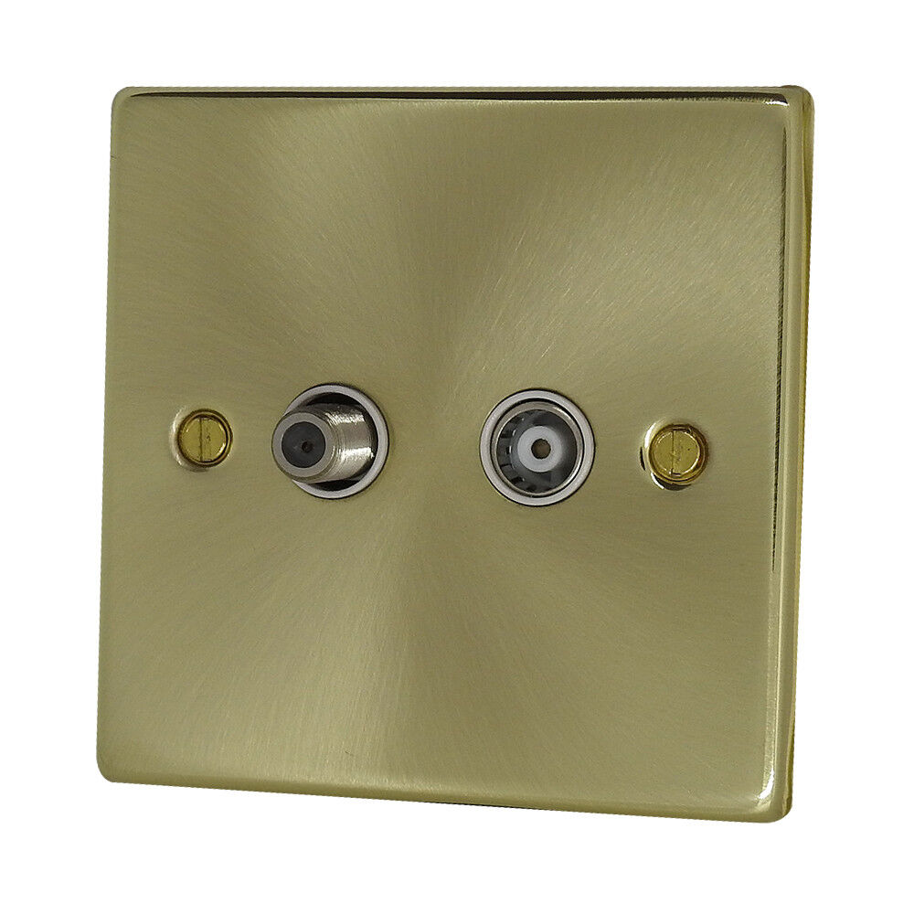 1 GANG SATELLITE/TV SOCKET ISOLATED Stain Brass