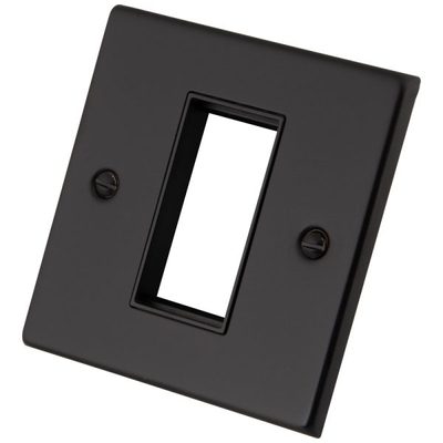 1 Gang 1 Module Euro Plate Black Insert Painted Matt Black