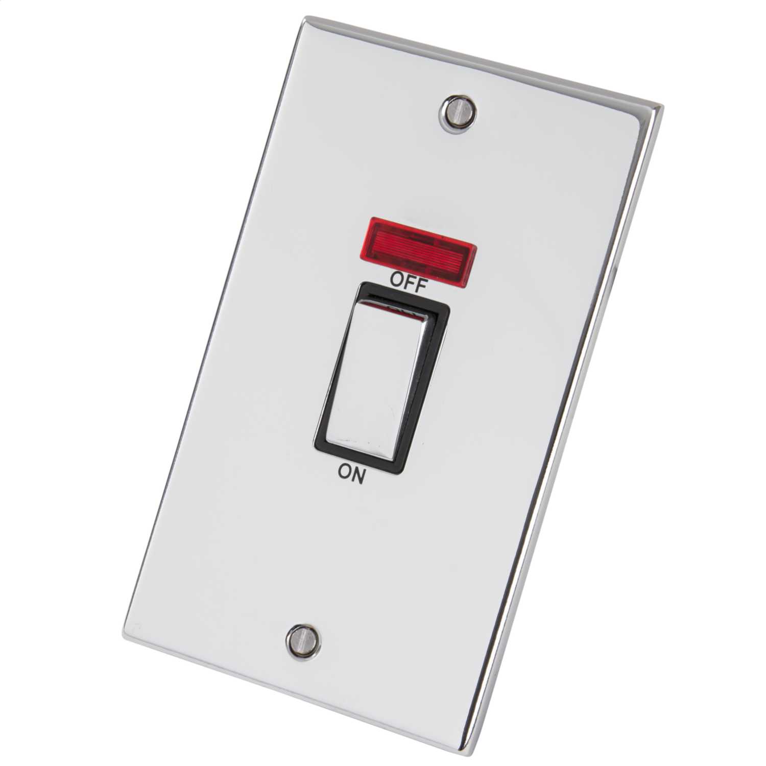 45A DP 2 Gang Vertical Switch With Neon Polished Chrome