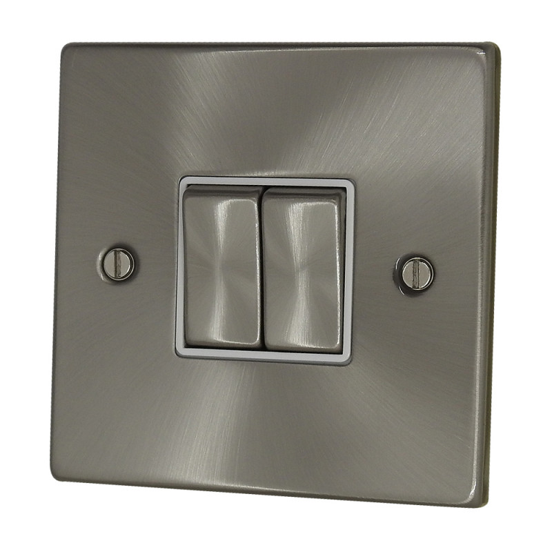 2 GANG LIGHT SWITCH 2 WAY Stain Chrome