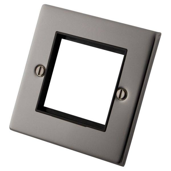 1 Gang 2 Euro Module Face Plate Black Nickel Black Insert